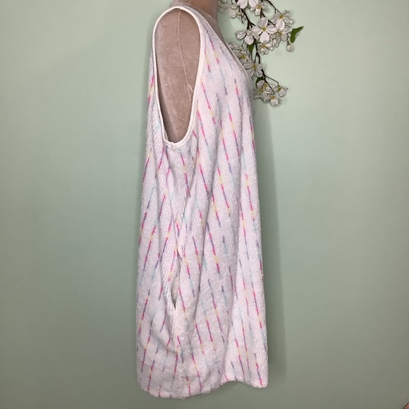 Stan Herman Sleeveless Chenille Zip Front Swim Coverup Robe Pockets V Neck - Picture 5 of 11